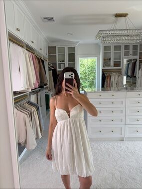 Petal & Pup Women's White Babydoll Slip Dress - Elegant Spaghetti Strap